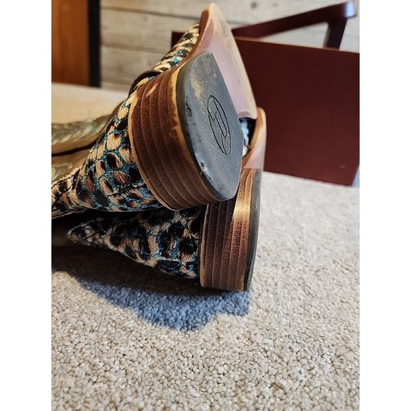 Roper Glitter Diamonds Cow  Leather Square Toe Pull On Western Boots Girls Sz 1 - Picture 13 of 14